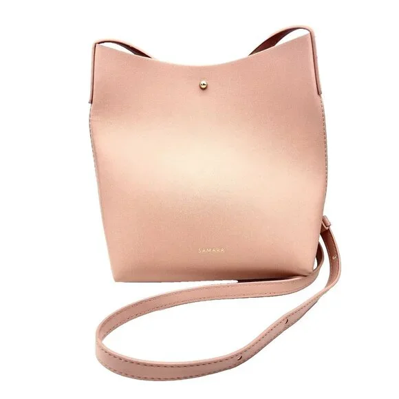 Samara Anthropologie Vegan Leather Crossbody Bag Purse Peony Pink Festival - Picture 1 of 5